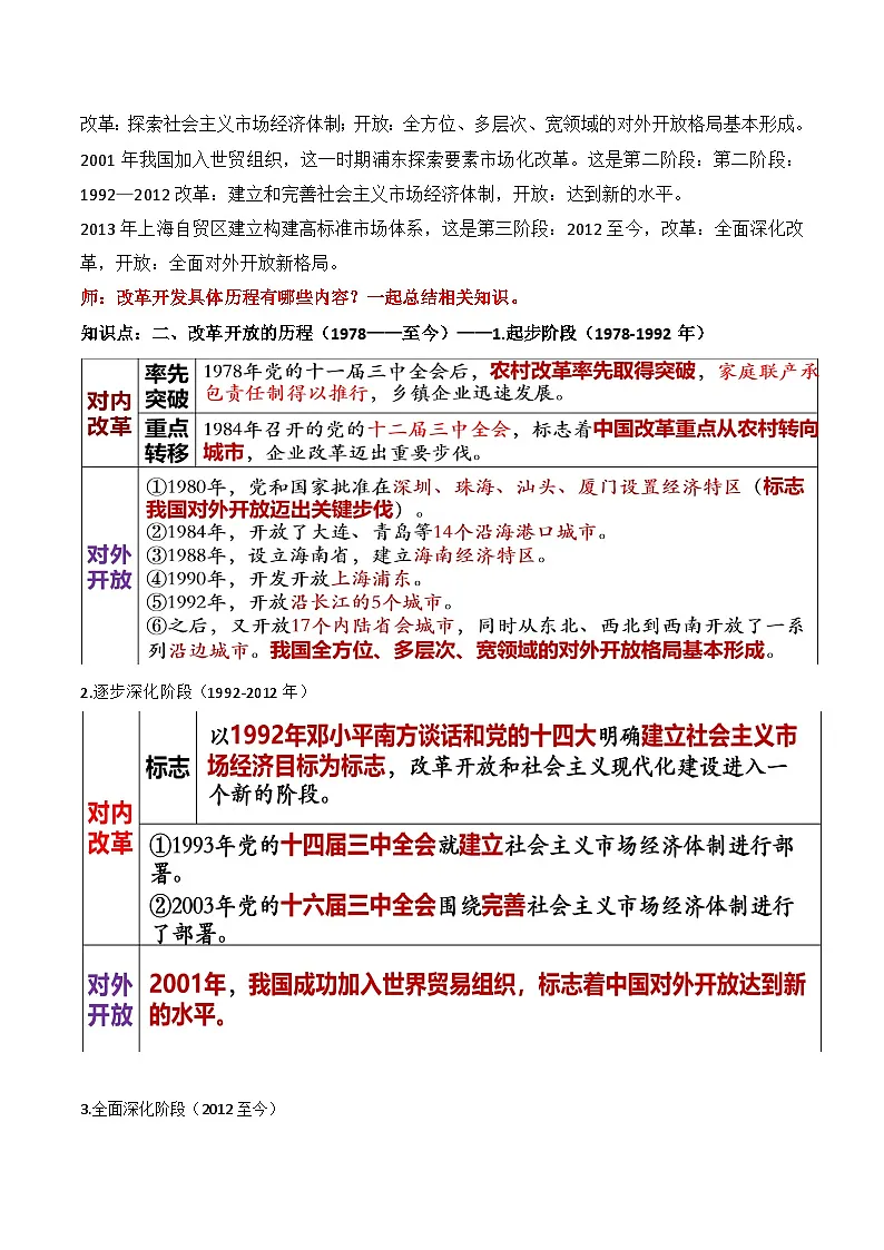 3.1伟大的改革开放 教案2025-2026学年高中政治必修一 中国特色社会主义 统编版第3页
