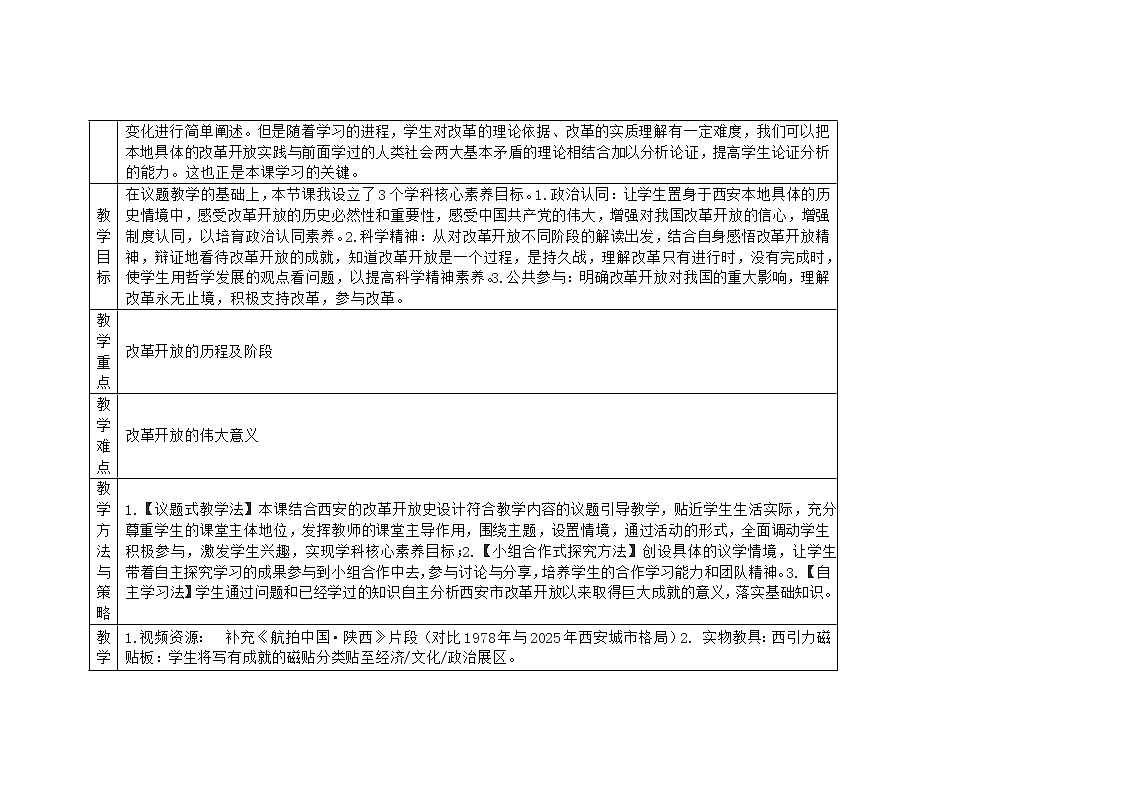 部编人教版高中思想政治《中国特色社会主义》3.1伟大的改革开放 教案第2页