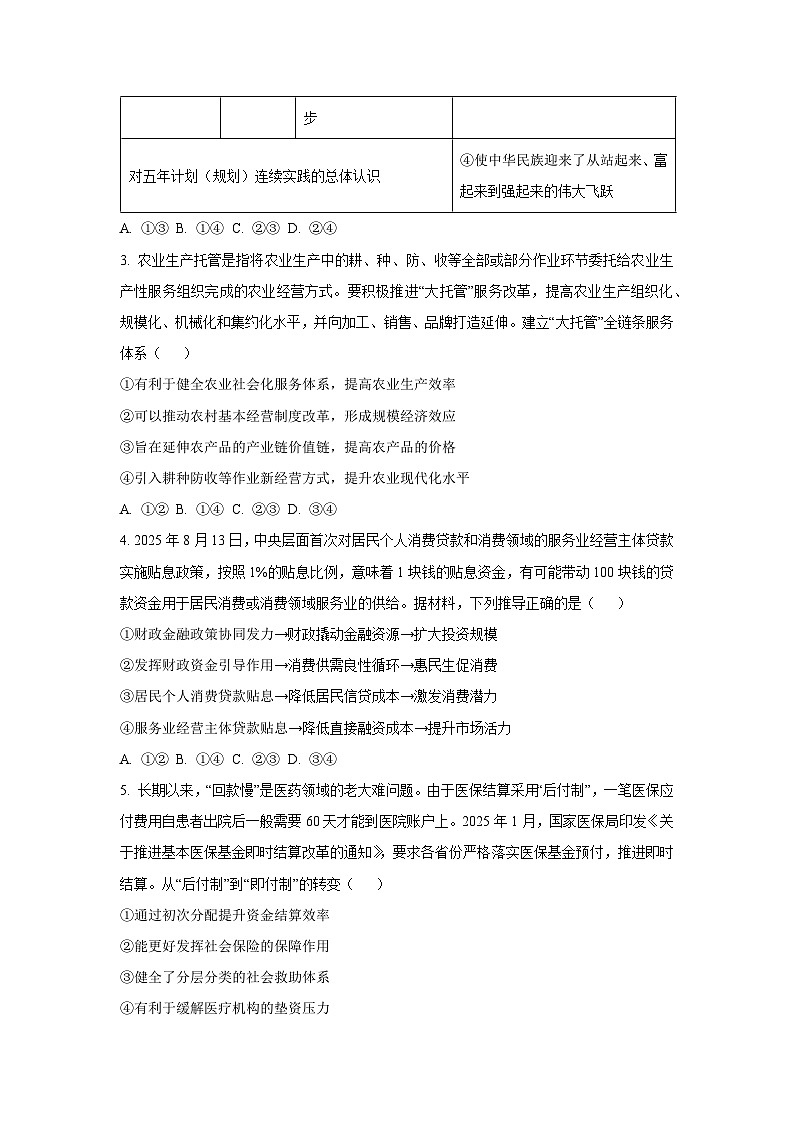 【政治】四川省德阳市部分学校2025-2026学年高三上学期10月月考试题（学生版）第2页