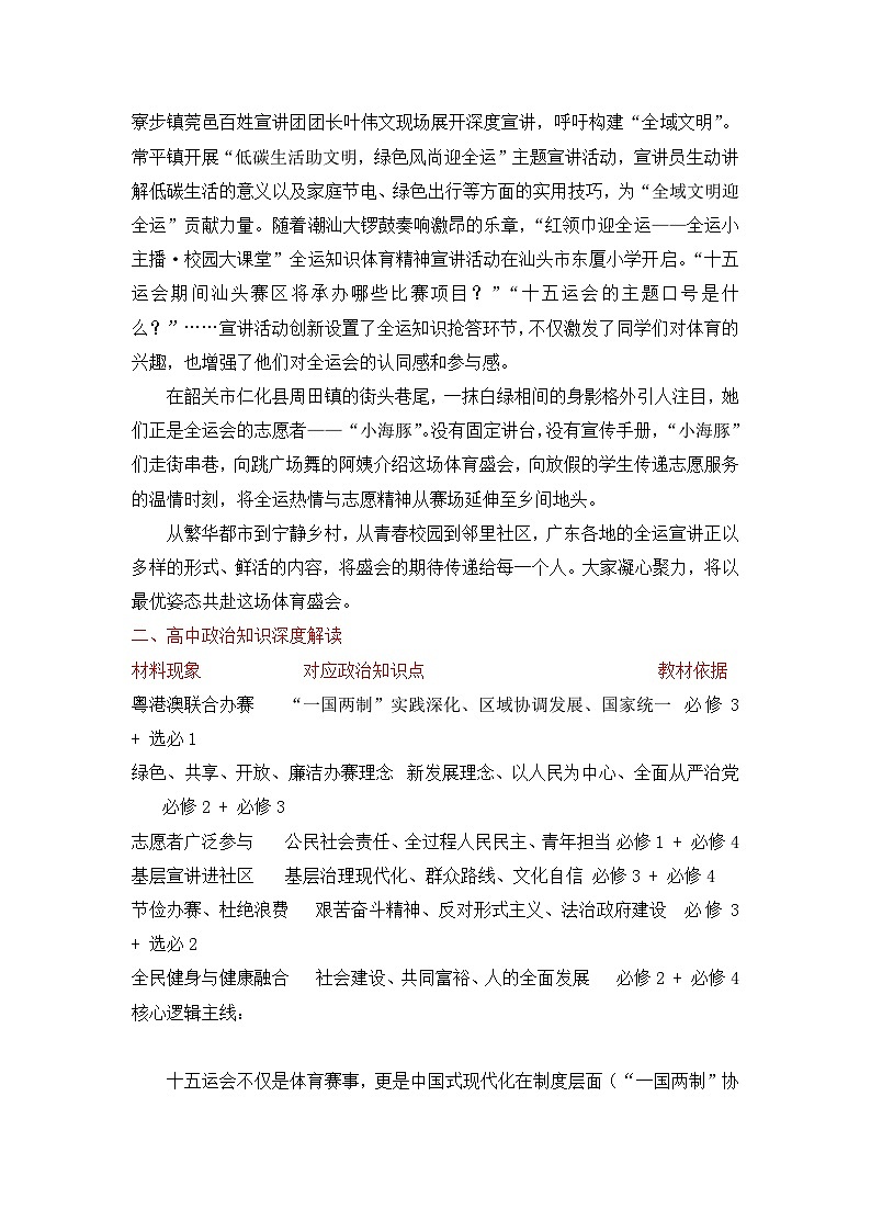 第十五届全国运动会 时事政治解读与训练-2026届高考政治二轮复习（全国通用）第2页
