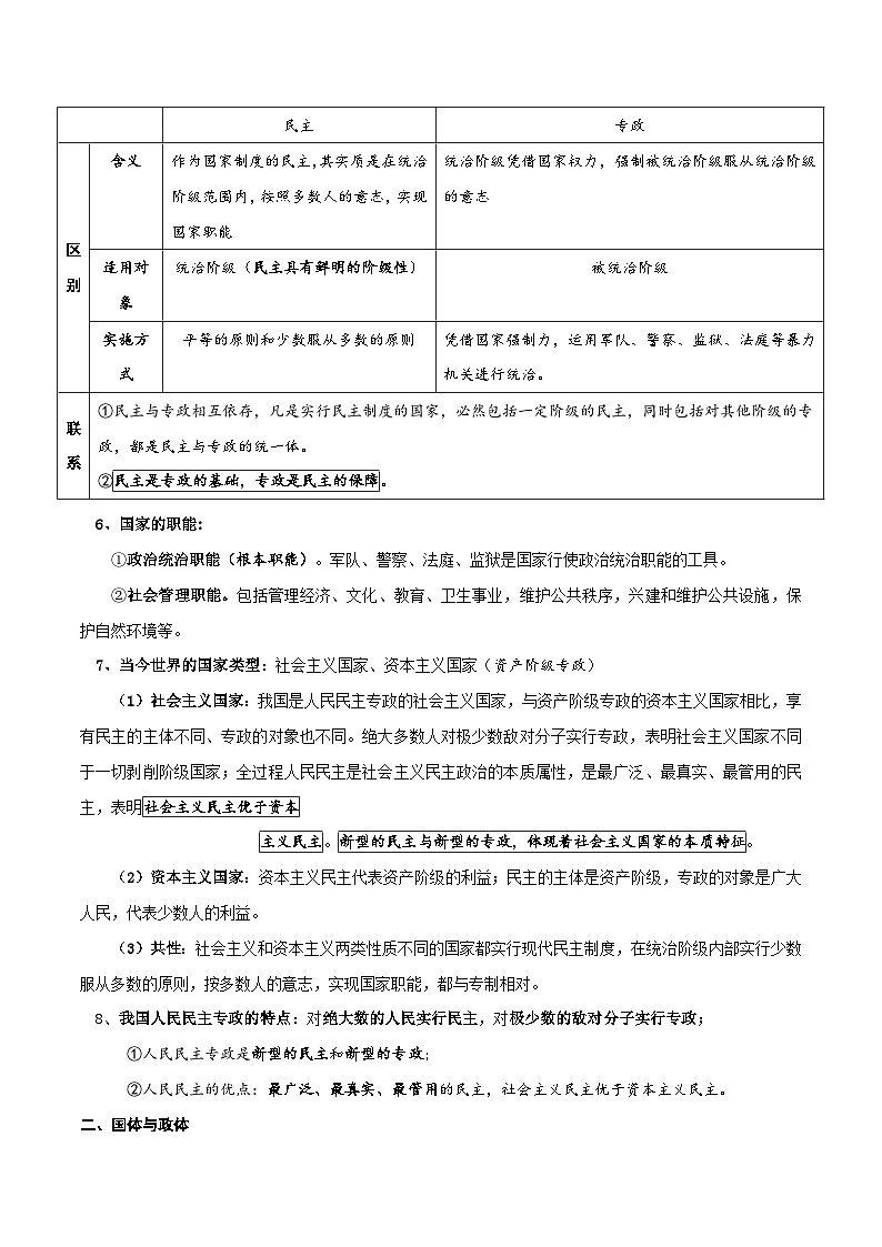 2026年高考政治一轮复习：统编版选择性必修1《当代国际政治与经济》必背考点提纲 讲义第2页