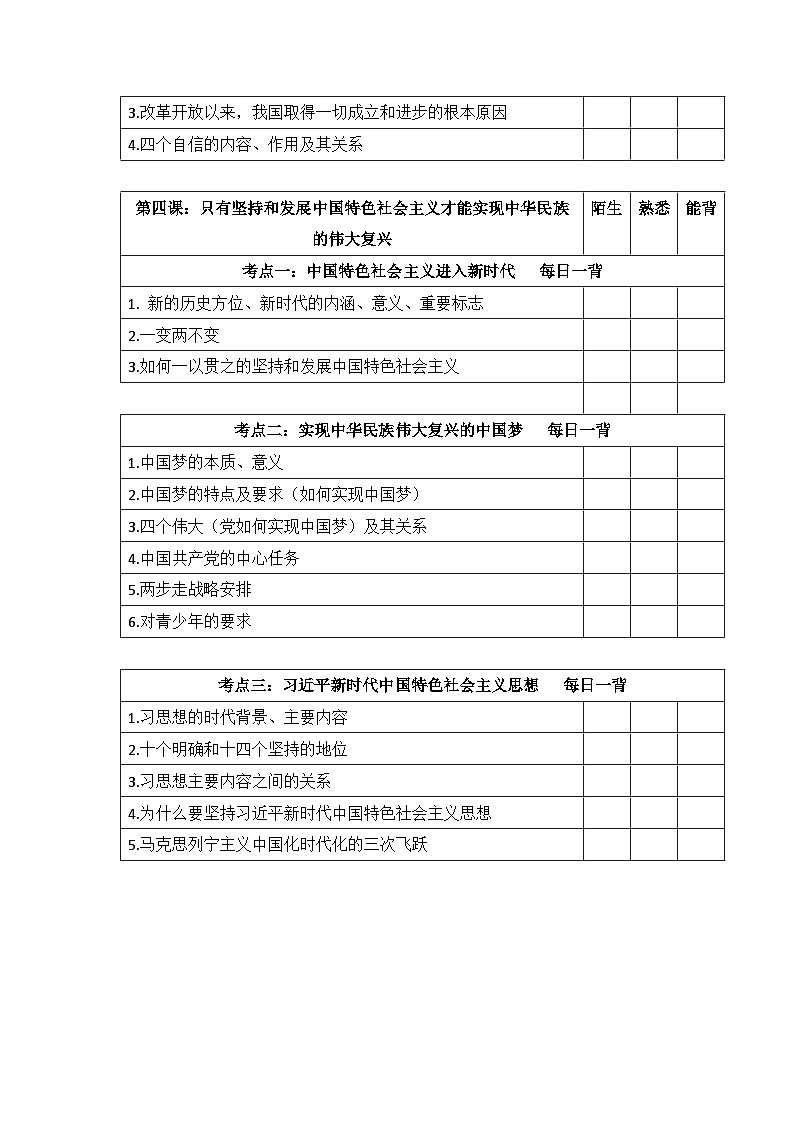 2026届高考政治一轮复习：统编版必修1《中国特色社会主义》必背考点提纲 讲义第3页