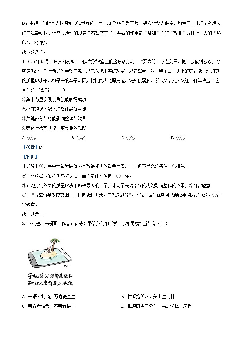 安徽省智学大联考·皖中名校联盟（合肥市第八中学）2025-2026学年高二上学期11月期中检测政治试题 Word版含解析第3页