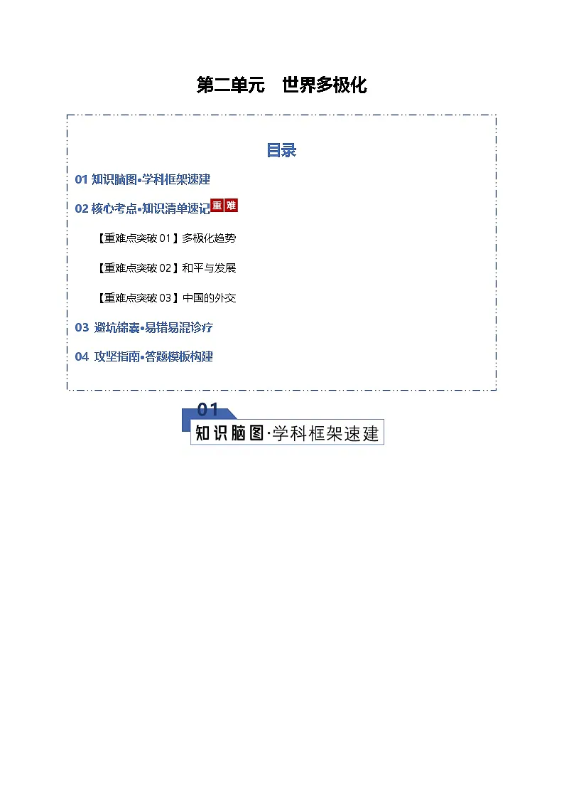 高考政治一轮复习-世界多极化（知识清单）（全国通用）第1页