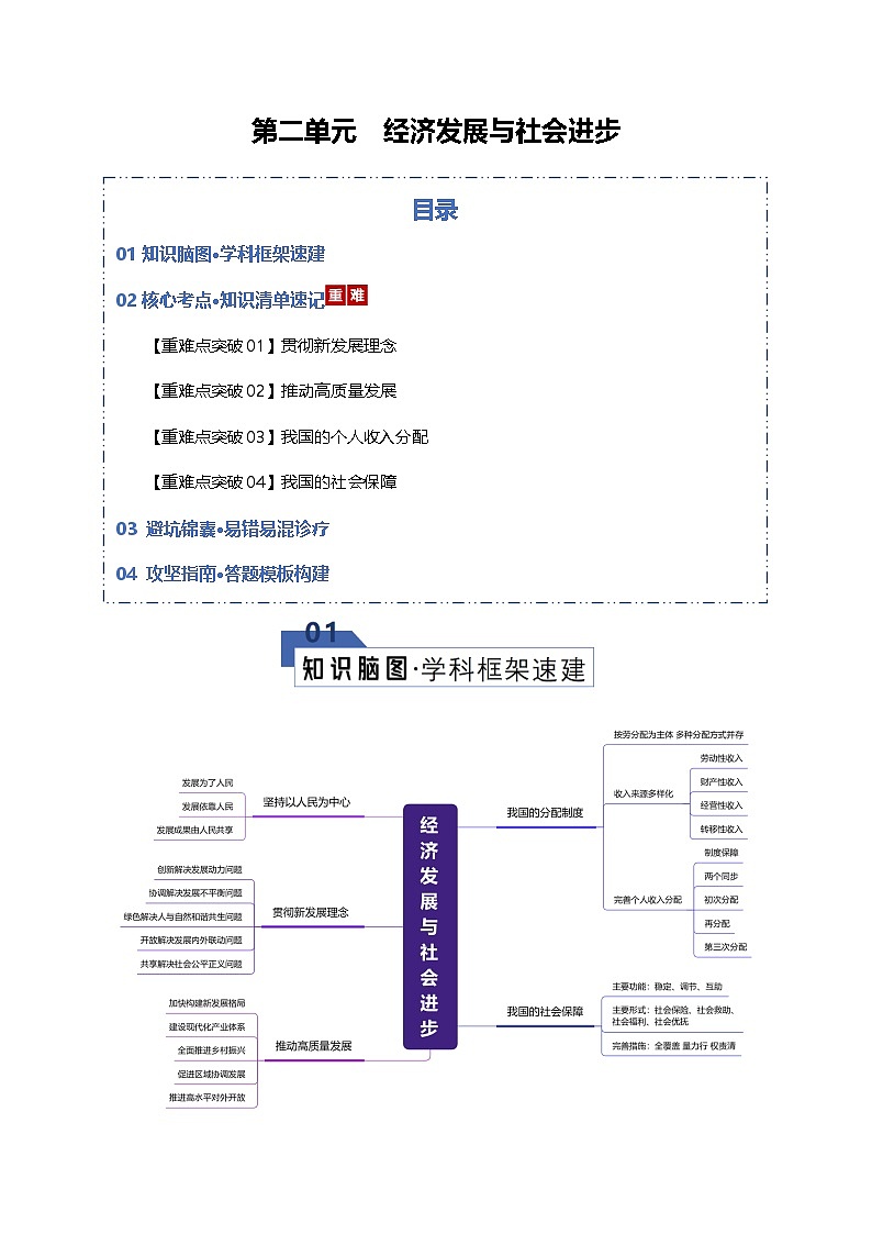 高考政治一轮复习-经济发展与社会进步（知识清单）（全国通用）第1页