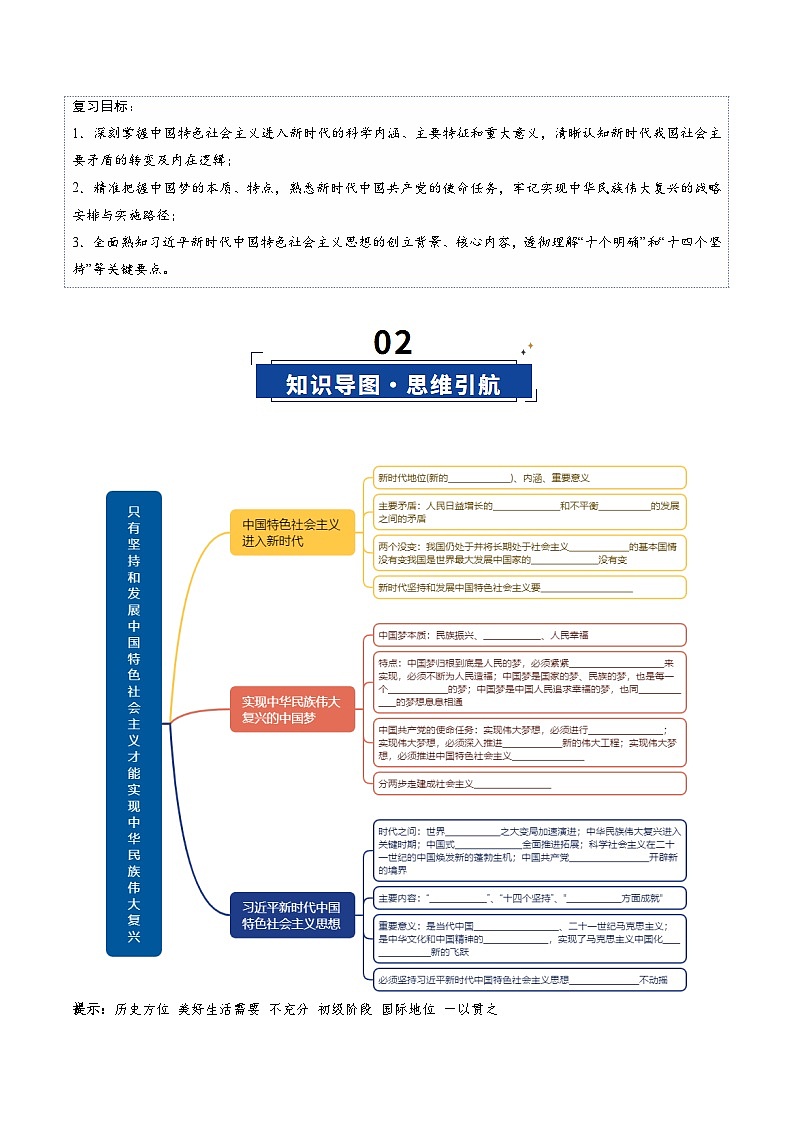 高考政治一轮复习-只有坚持和发展中国特色社会主义才能实现中华民族伟大复兴（复习讲义）（全国通用）（原卷版）第3页