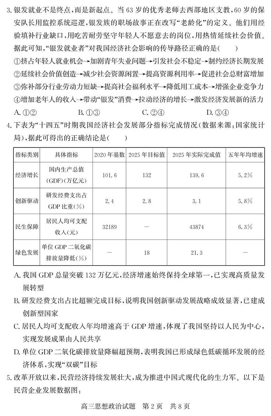 山东省济宁市兖州区2025-2026学年高三上学期11月期中考试政治试题第2页