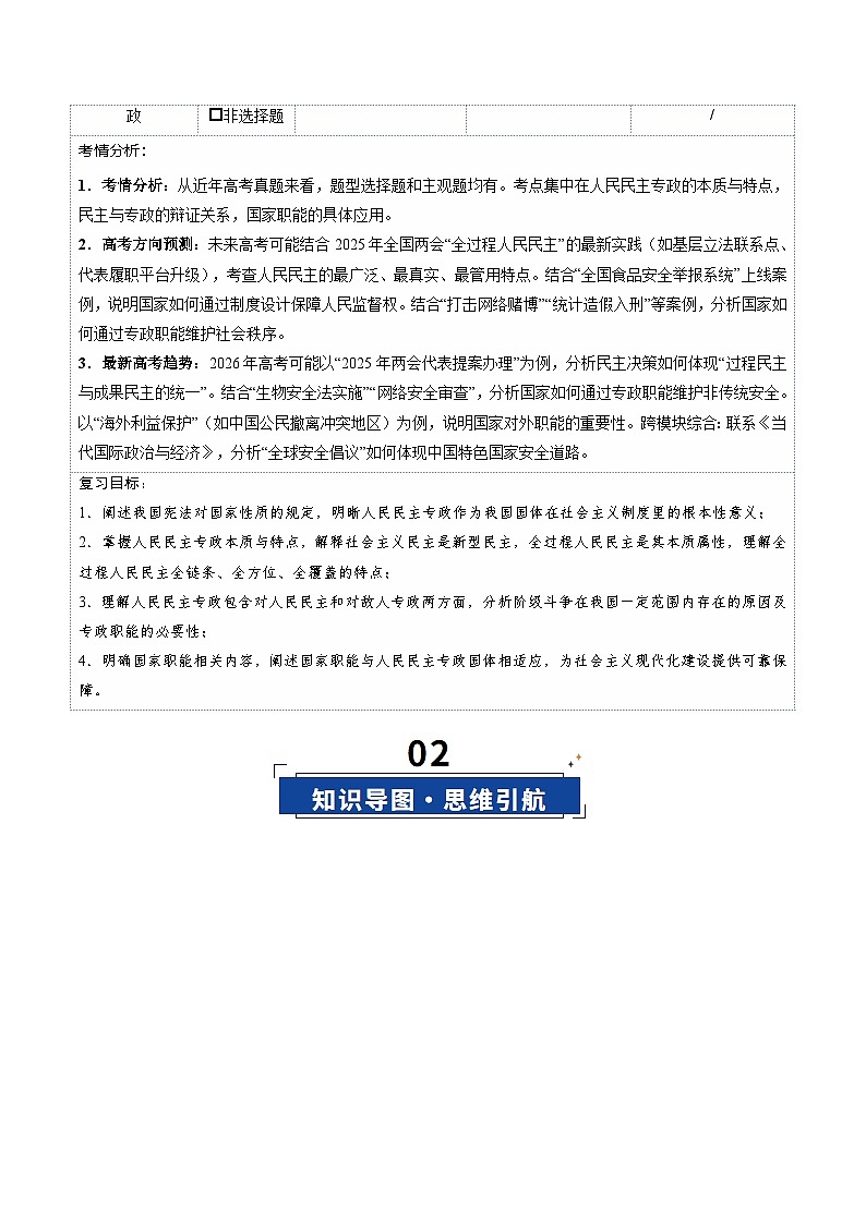 高考政治一轮-人民民主专政的社会主义国家（复习讲义）（原卷版）（全国通用）第2页
