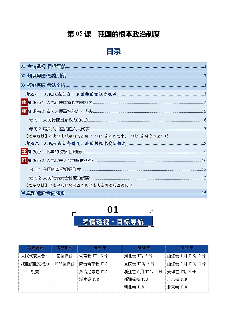 高考政治一轮-我国的根本政治制度（复习讲义）（解析版）（全国通用）第1页