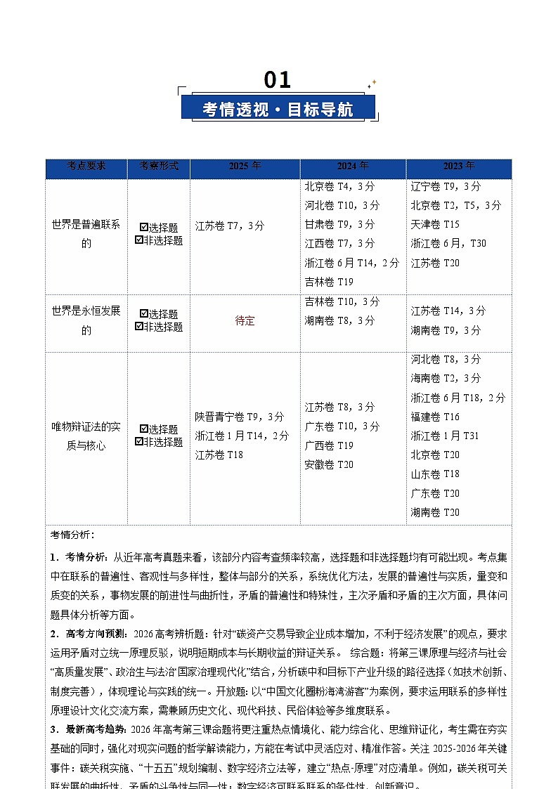 高考政治一轮-把握世界的规律（复习讲义）（原卷版）（全国通用）第2页