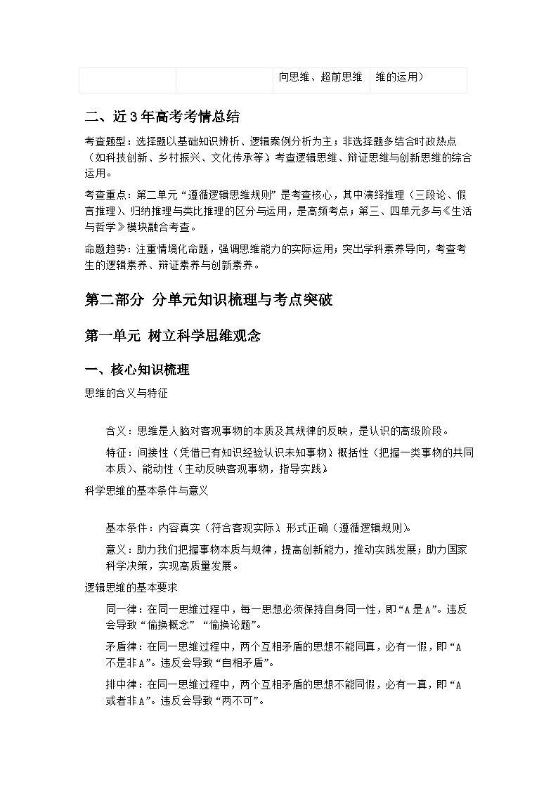 2026届高考思想政治一轮复习学案：统编版选择性必修三《逻辑与思维》第2页