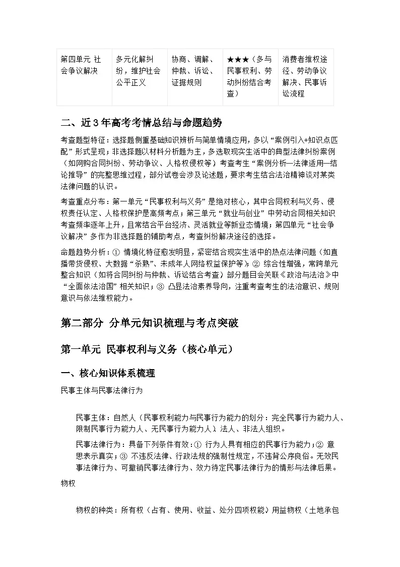2026届高考思想政治一轮复习学案：统编版选择性必修二《法律与生活》第2页