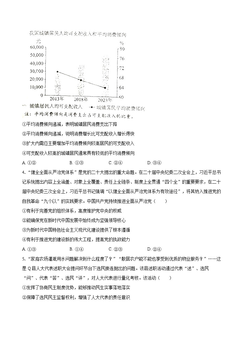 2024-2025学年山西大学附中高二（下）月考政治试卷（3月份）-自定义类型第2页