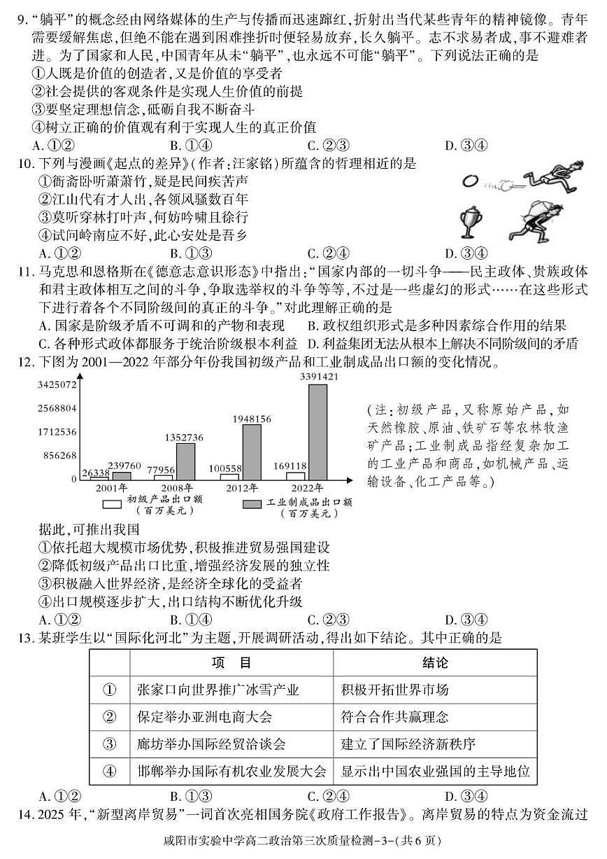 政治试题卷第3页