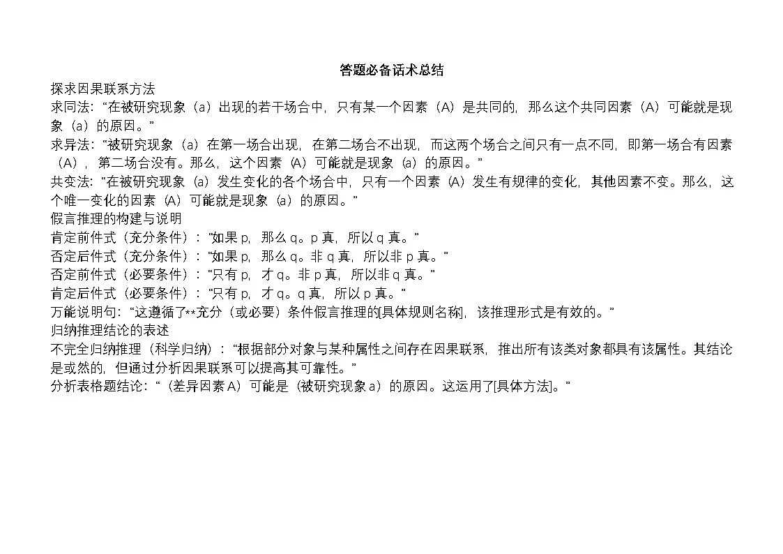 [2026高考]高中政治二轮专题-专题十四 科学思维观念与逻辑思维规则-常考关键词及答题模板 知识清单第1页