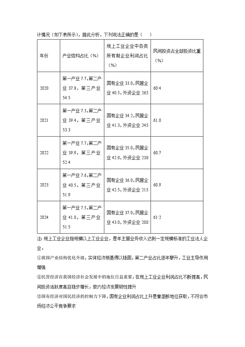 【政治】河北省雄安新区部分学校2024-2025学年高三上学期期末考试试题（学生版）第2页