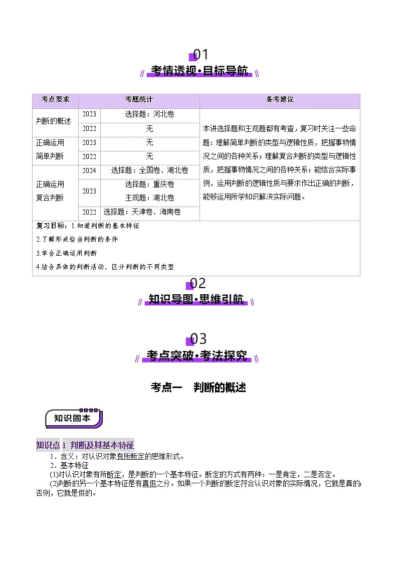 高考政治一轮-正确运用判断（讲义）（原卷版）第2页