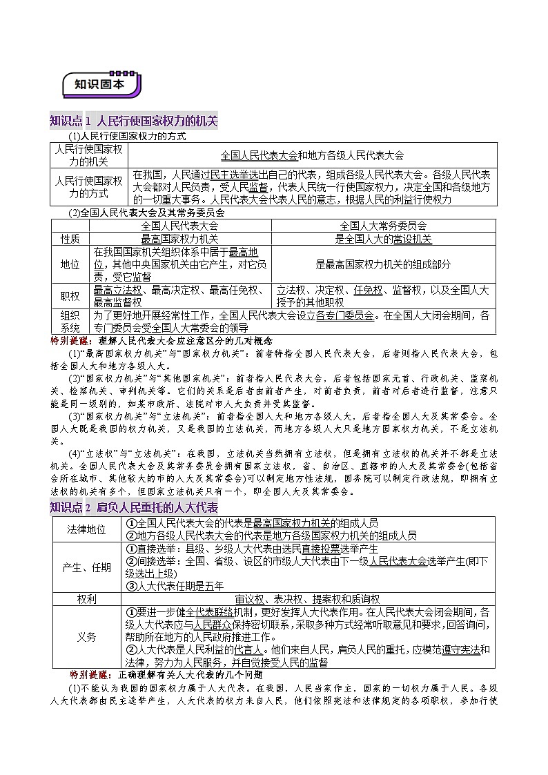 高考政治一轮-我国的根本政治制度（讲义）（原卷版）第3页