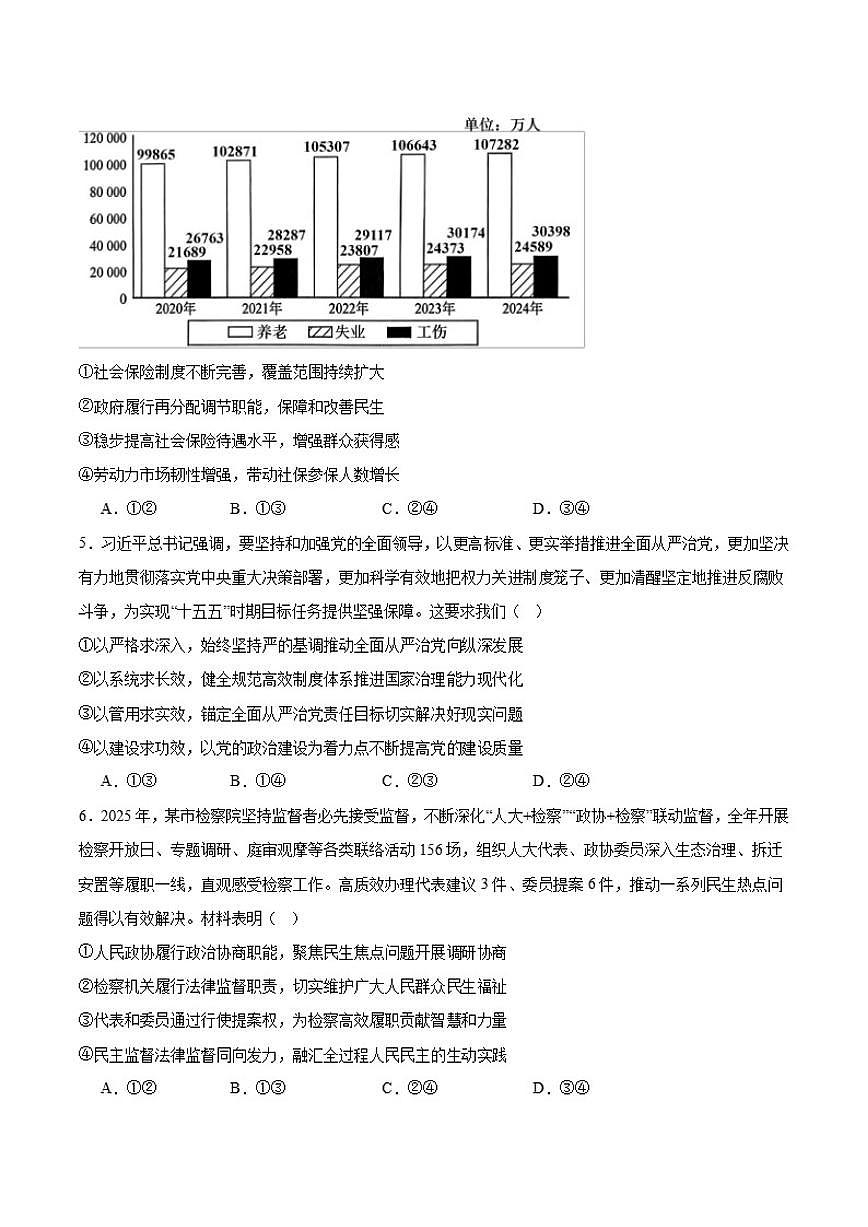 2026届山东省日照市高三上学期期末考试政治试卷（含答案）第2页