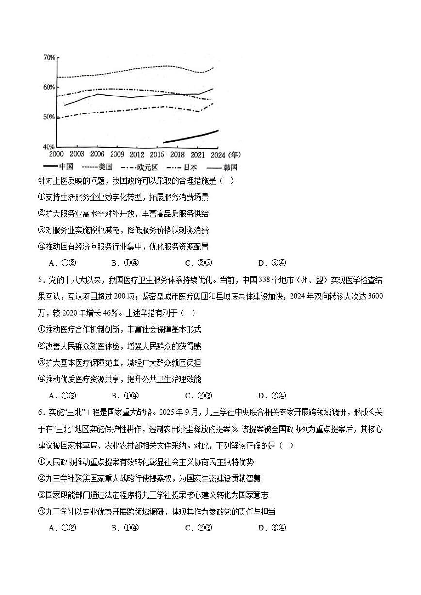 辽宁省抚顺市六校2026届高三上学期期末考试政治（含答案）试卷第2页