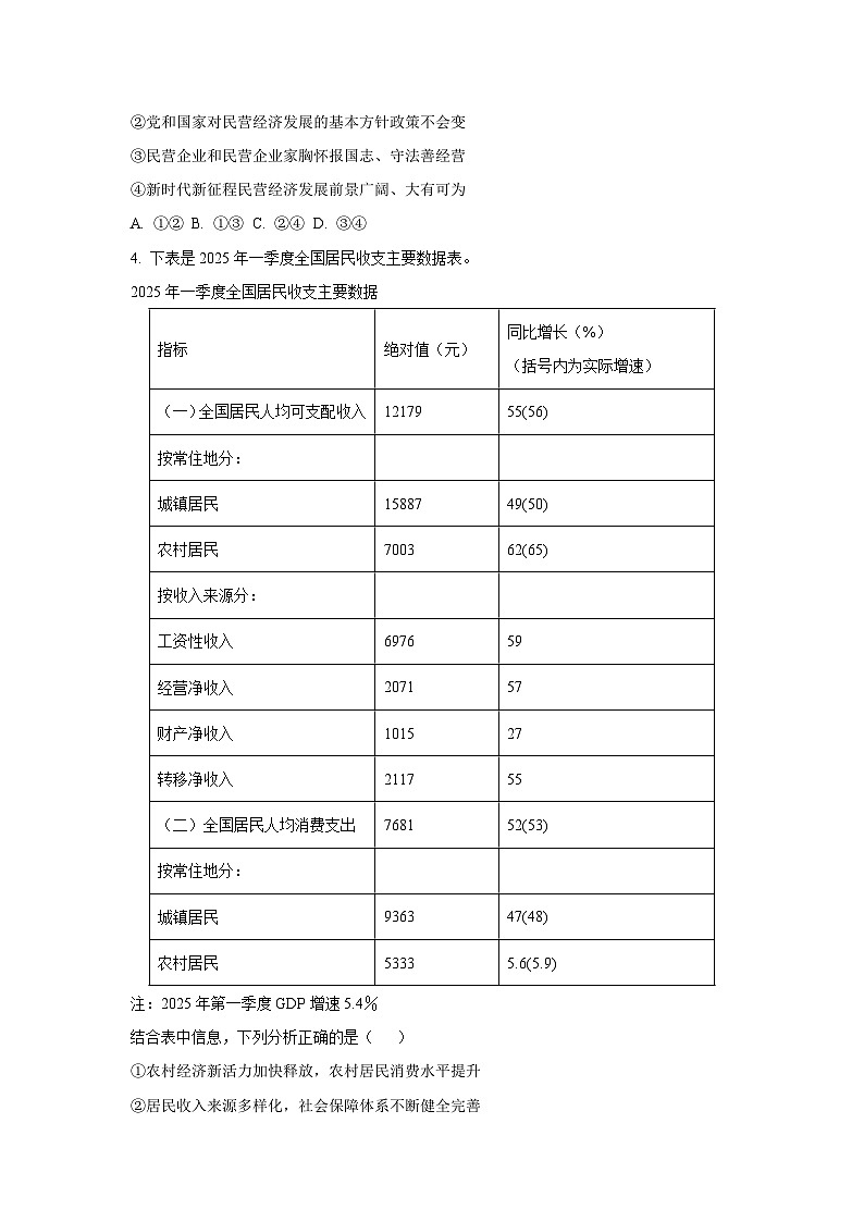 【政治】云南省部分学校2025-2026学年高三上学期11月月考试题（学生版）第2页