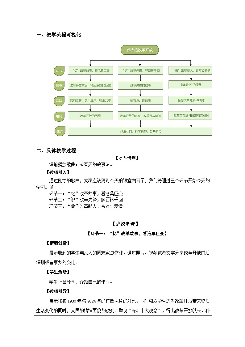 3统编版高中政治必修一 .1 伟大的改革开放 教案第2页