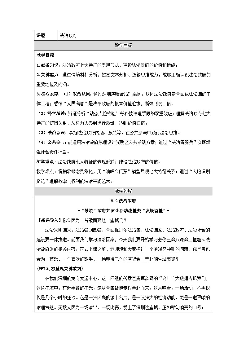 统编版高中政治必修三 8.2 法治政府 教案第1页