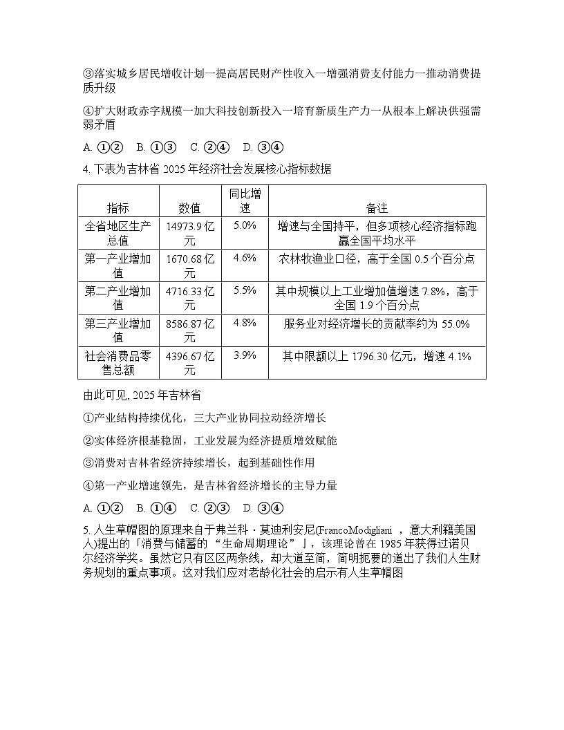 2026届东北三省三校高三下一模政治(东北师大、哈师大附中、辽宁实验）试卷含答案第2页