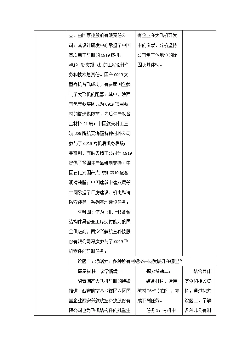 统编版高中政治必修二 1.1 公有制为主体+多种所有制经济共同发展 教学设计第3页