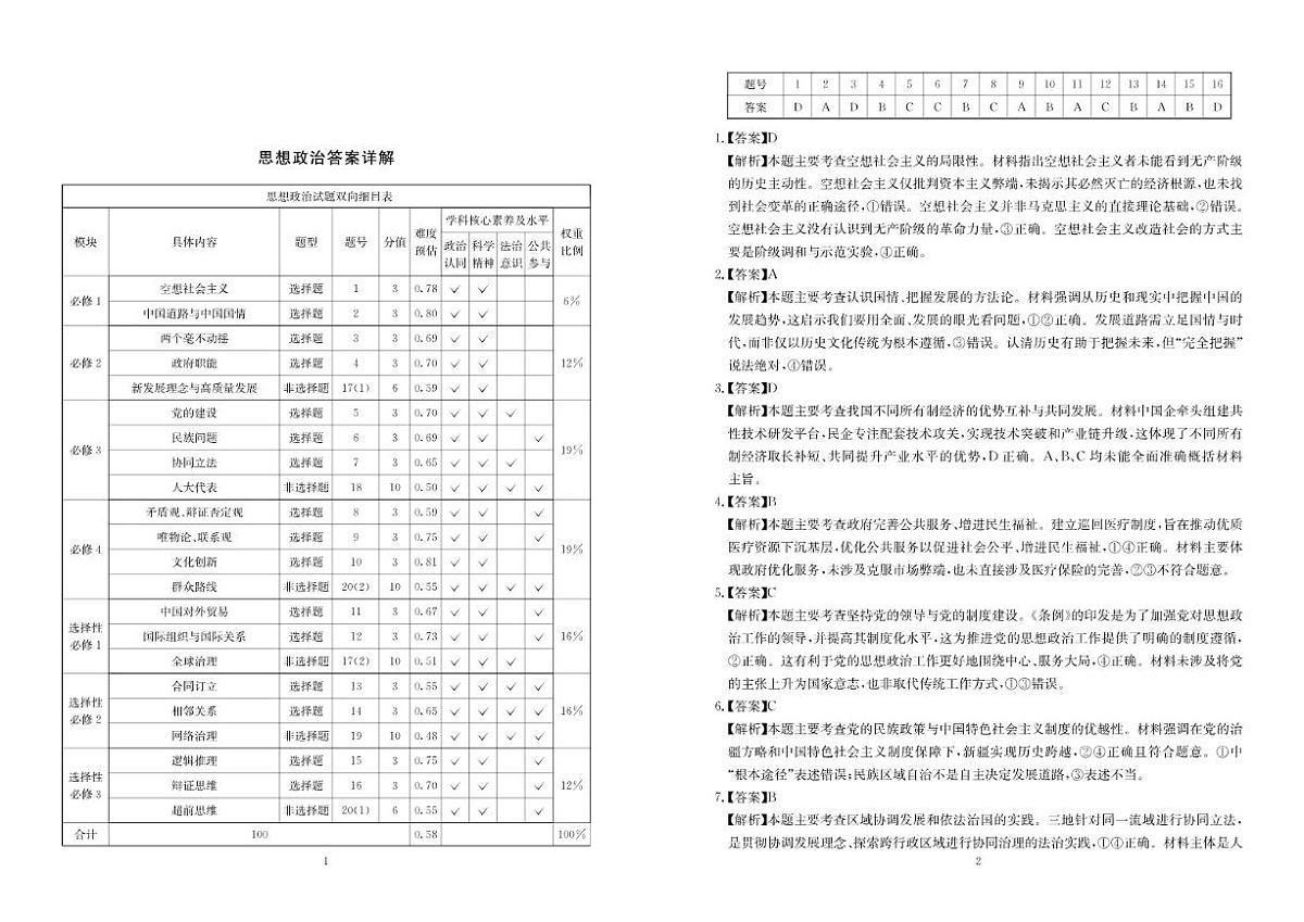 2026届四川省大数据联盟高三下3月开学联考思想政治试卷（含解析）第3页
