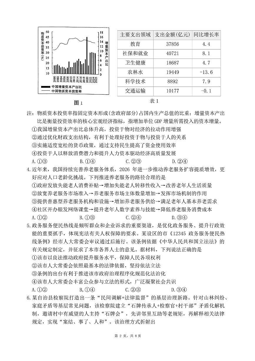 PDF件_高三年级第一次诊断性测试东营一模思想政治（含答案）第2页