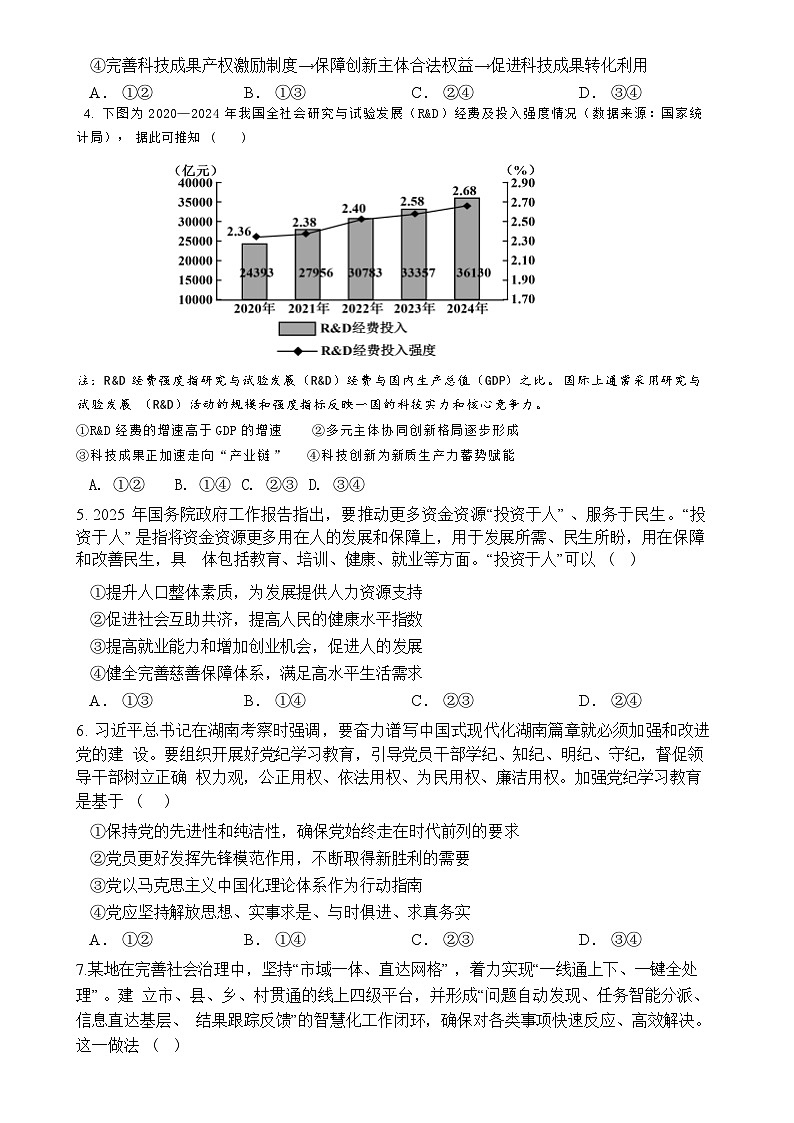 广东省惠州市惠东县高二下学期4月期中学业质量监测政治试题-A4第2页