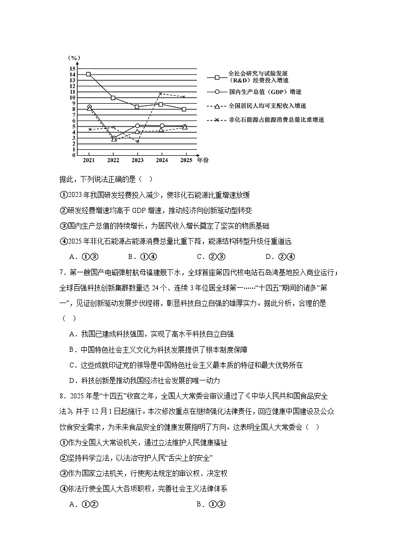 2026年安徽合肥市“校集团”高三下学期第一次模拟考试政治试卷（附答案解析）第3页