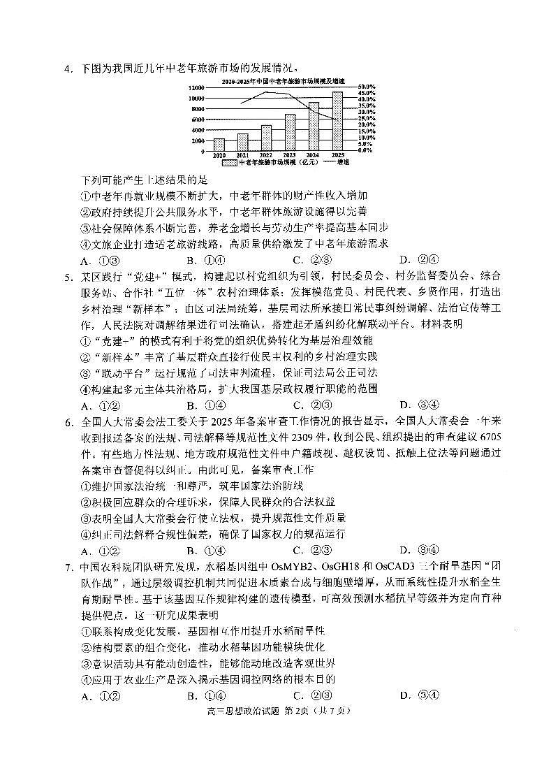 山东省日照市2023级高三模拟考试 政治第2页