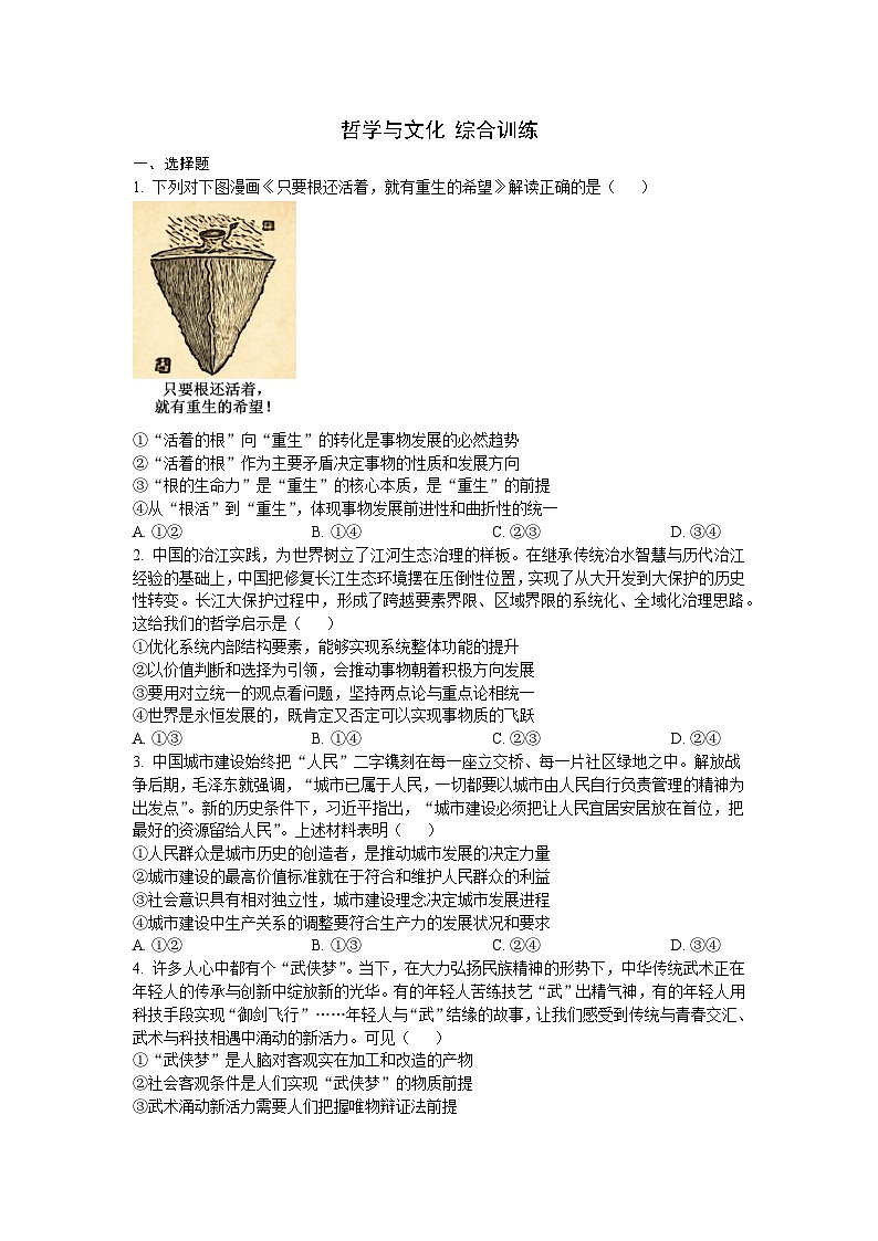哲学与文化-综合训练-2026届高考政治二轮复习统编版必修四第1页