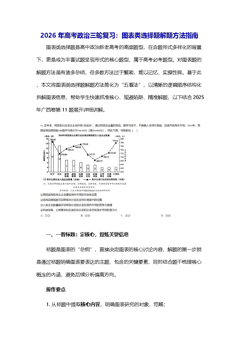 2026年高考政治三轮复习：图表类选择题解题方法指南（含练习题及答案）第1页