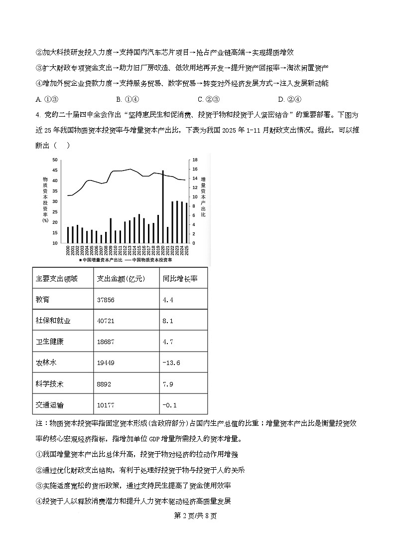 重庆九龙坡区四川外国语大学附属外国语学校2026届高三模拟预测政治试题（原卷版）第2页