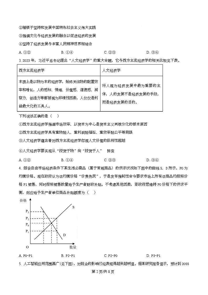 重庆市第八中学2026届高三下学期3月适应性月考（六）政治试题（原卷版）第2页