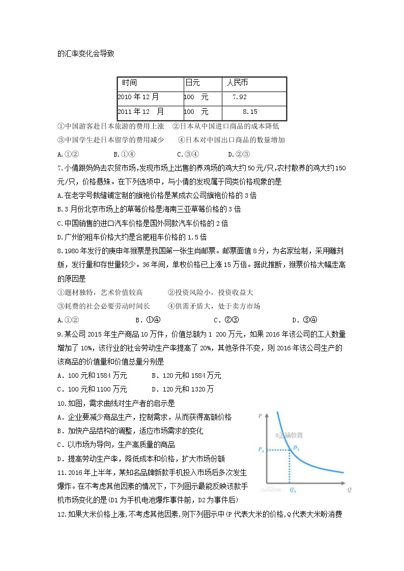 四川省绵阳市南山中学实验学校2017-2018学年高一上学期期中考试政治试卷 Word版含答案02