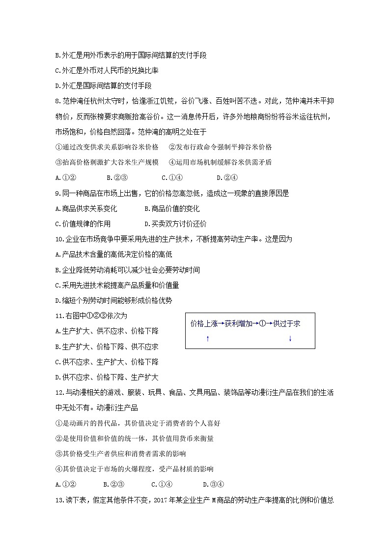 四川外语学院重庆第二外国语学校2017-2018学年高一上学期期中考试政治试题 Word版含答案02
