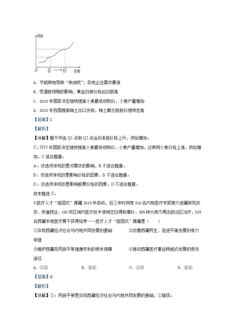 西藏拉萨中学2020届高三上学期第四次月考政治试题02