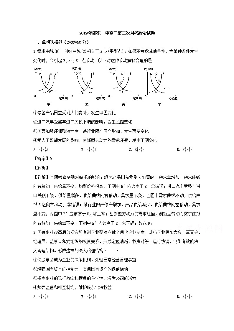 湖南省邵东县一中2020届高三上学期月考政治试题第1页