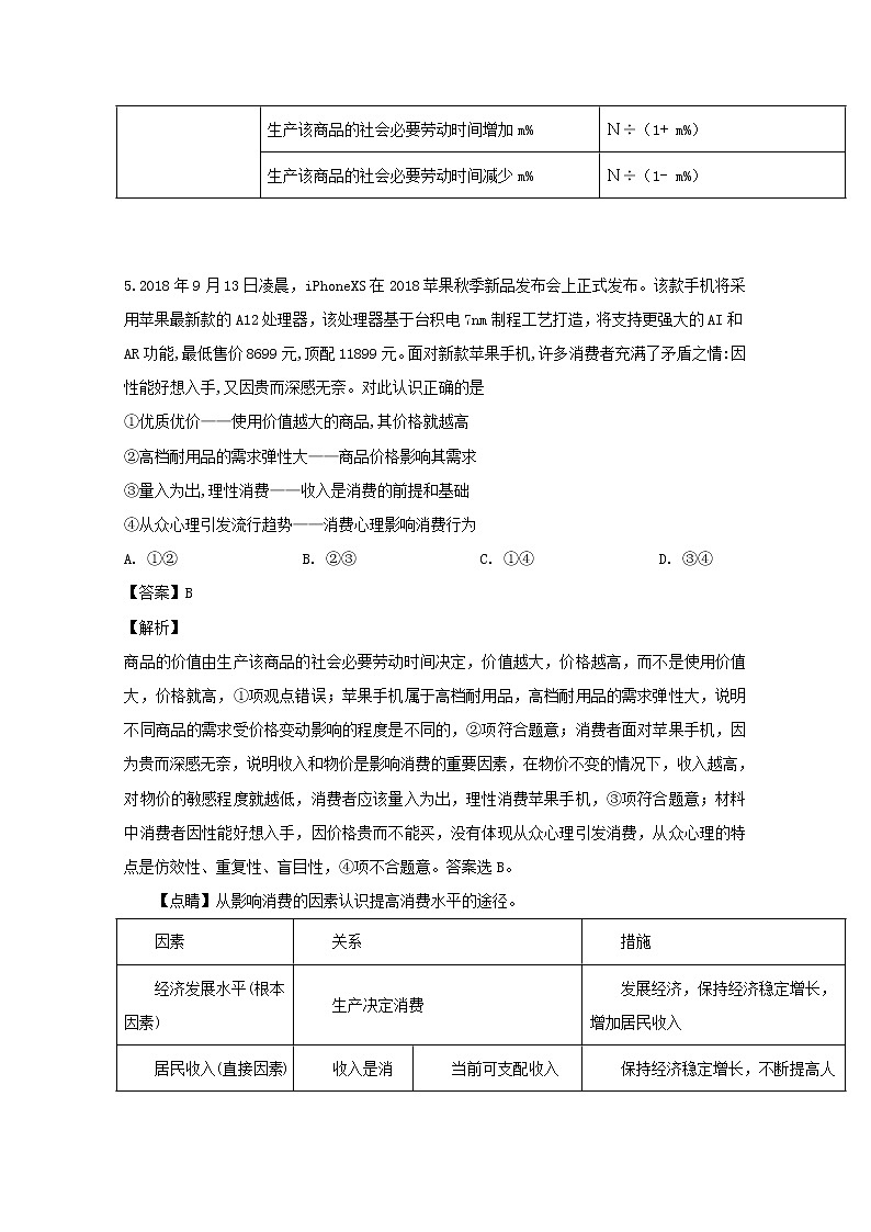 福建省长泰县一中2020届高三（10月）月考政治试题03