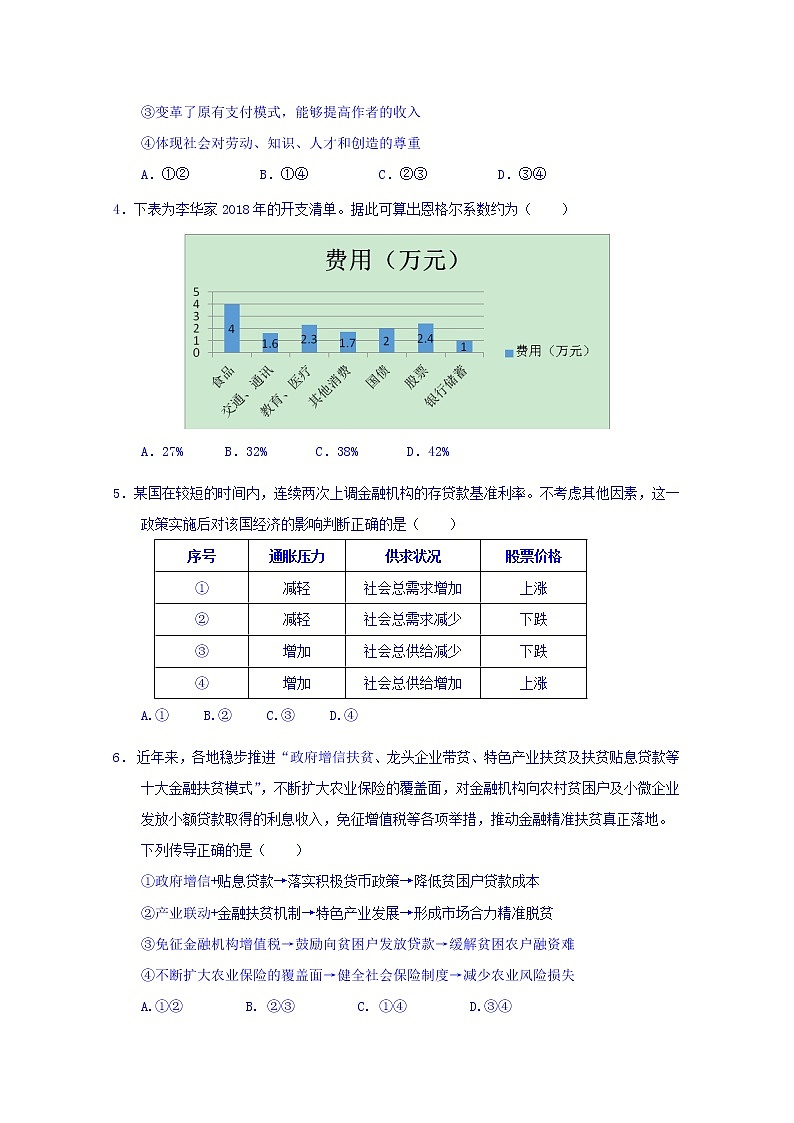 福建省师范大学附属中学2020届高三上学期期中考试政治试题02
