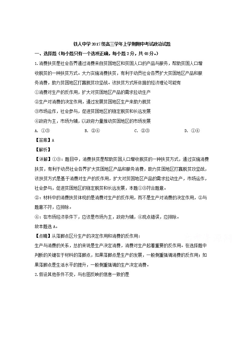 黑龙江省大庆铁人中学2020届高三上学期期中考试政治试题01