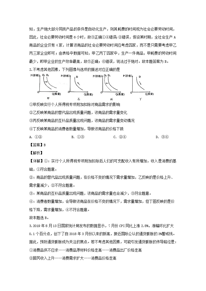 江西省永丰中学2020届高三上学期期中考试政治试题02