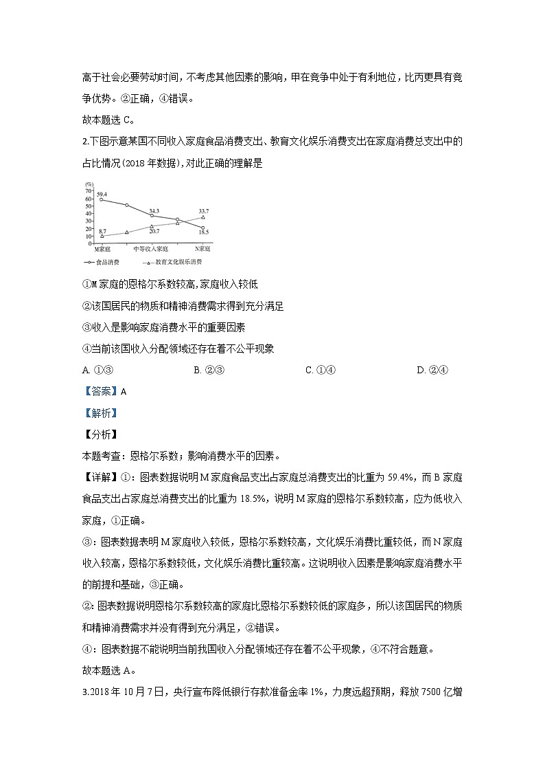 陕西省西安中学2020届高三上学期期末考试政治试题02