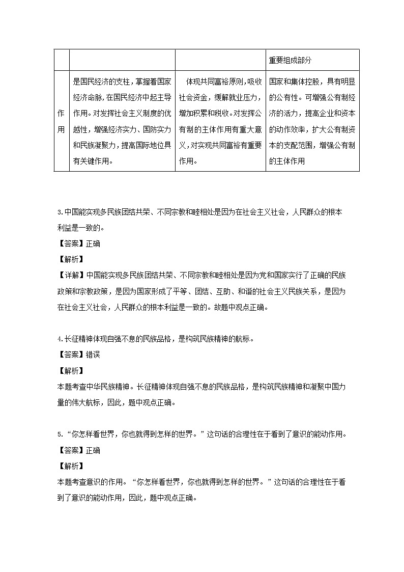 浙江省台州市五校联考2020届高三9月政治试题02