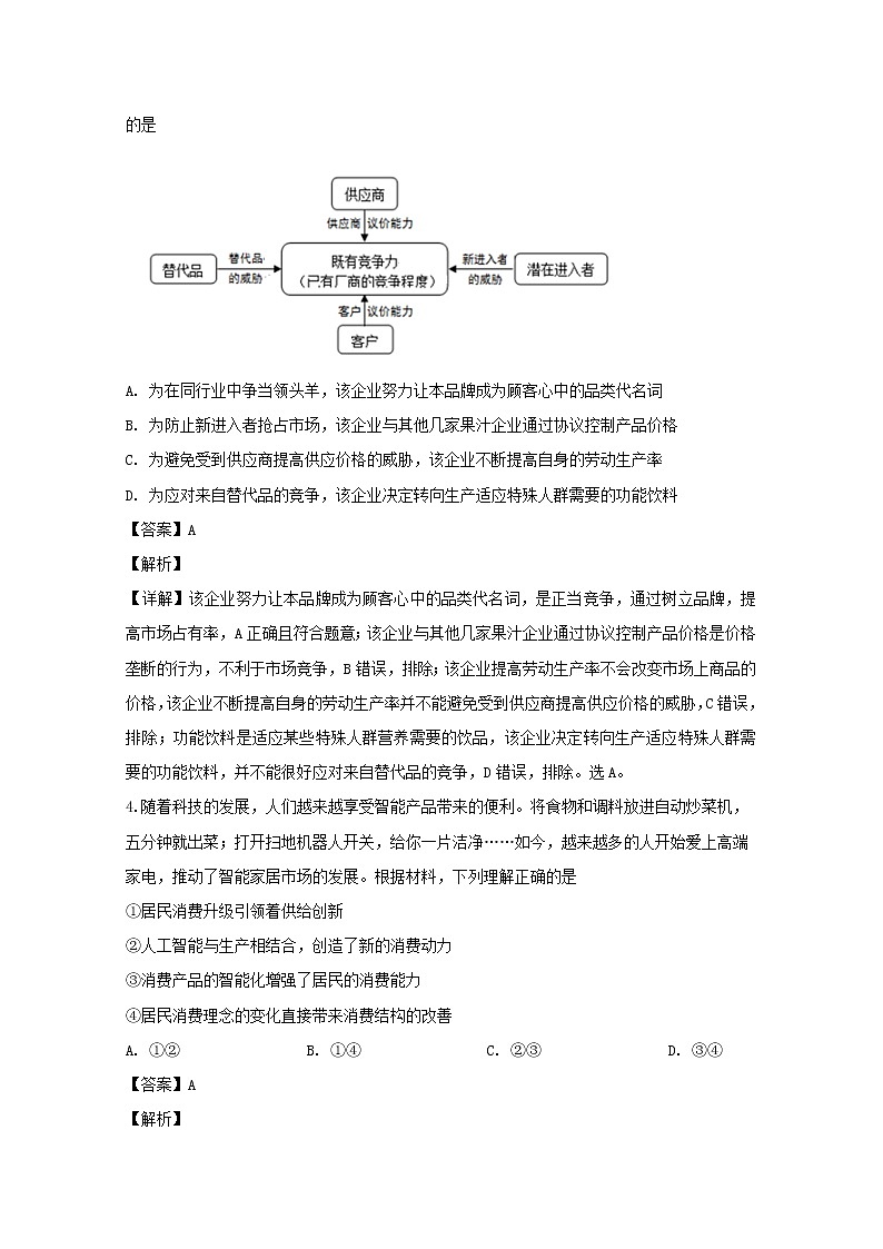 湖南师大附中2020届高三上学期开学考试政治试题03