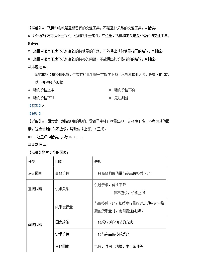 云南省2020年1月普通高中学业水平考试政治试题02